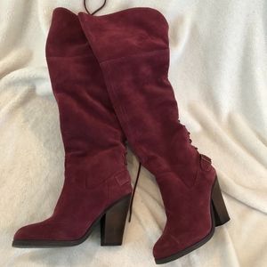 Suede Lace Up Knee-High Boots NEVER WORN!